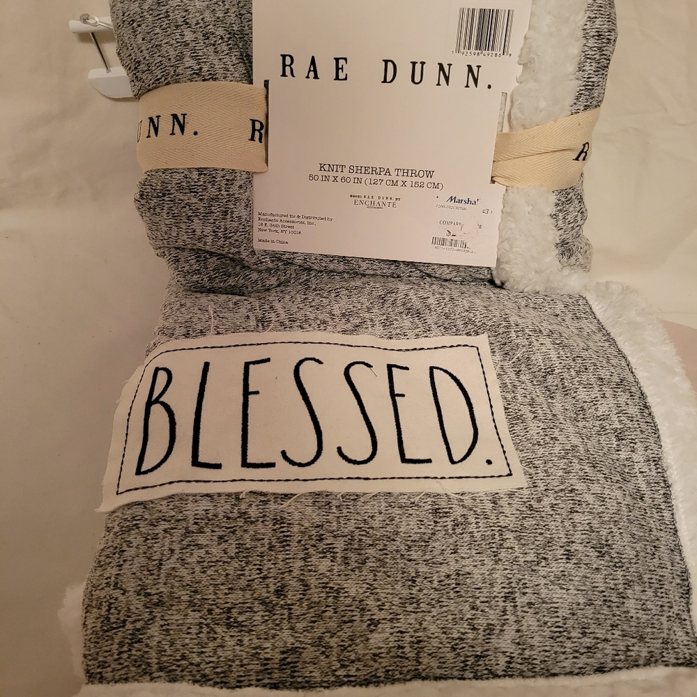 Rae Dunn Knit Sherpa Throw